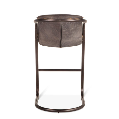22" Antique Ebony Leather Bar Chair
