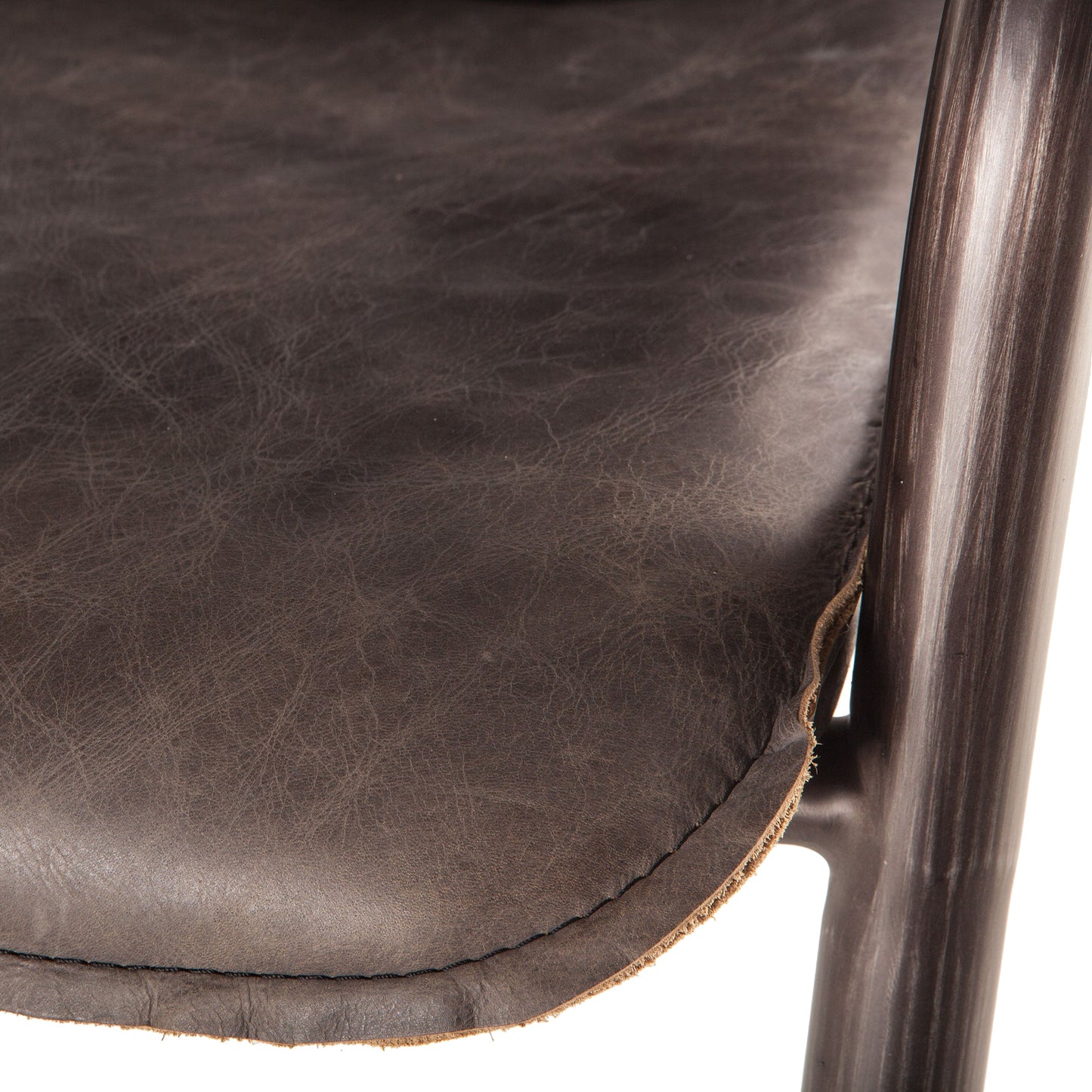 22" Antique Ebony Leather Bar Chair