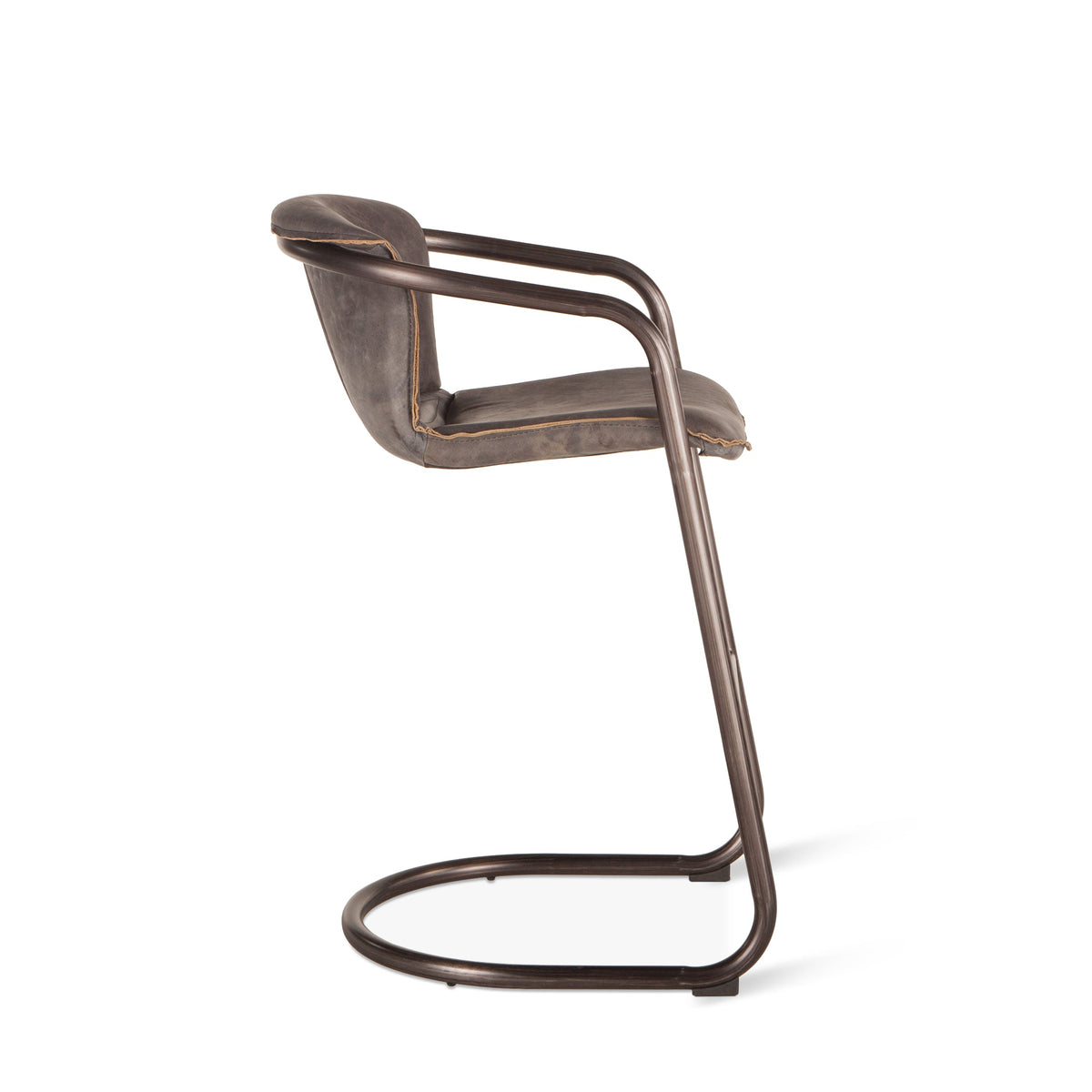 22" Antique Ebony Leather Bar Chair