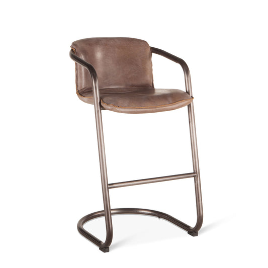 22" Jet Brown Leather Bar Chair