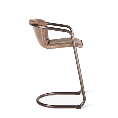 22" Jet Brown Leather Bar Chair