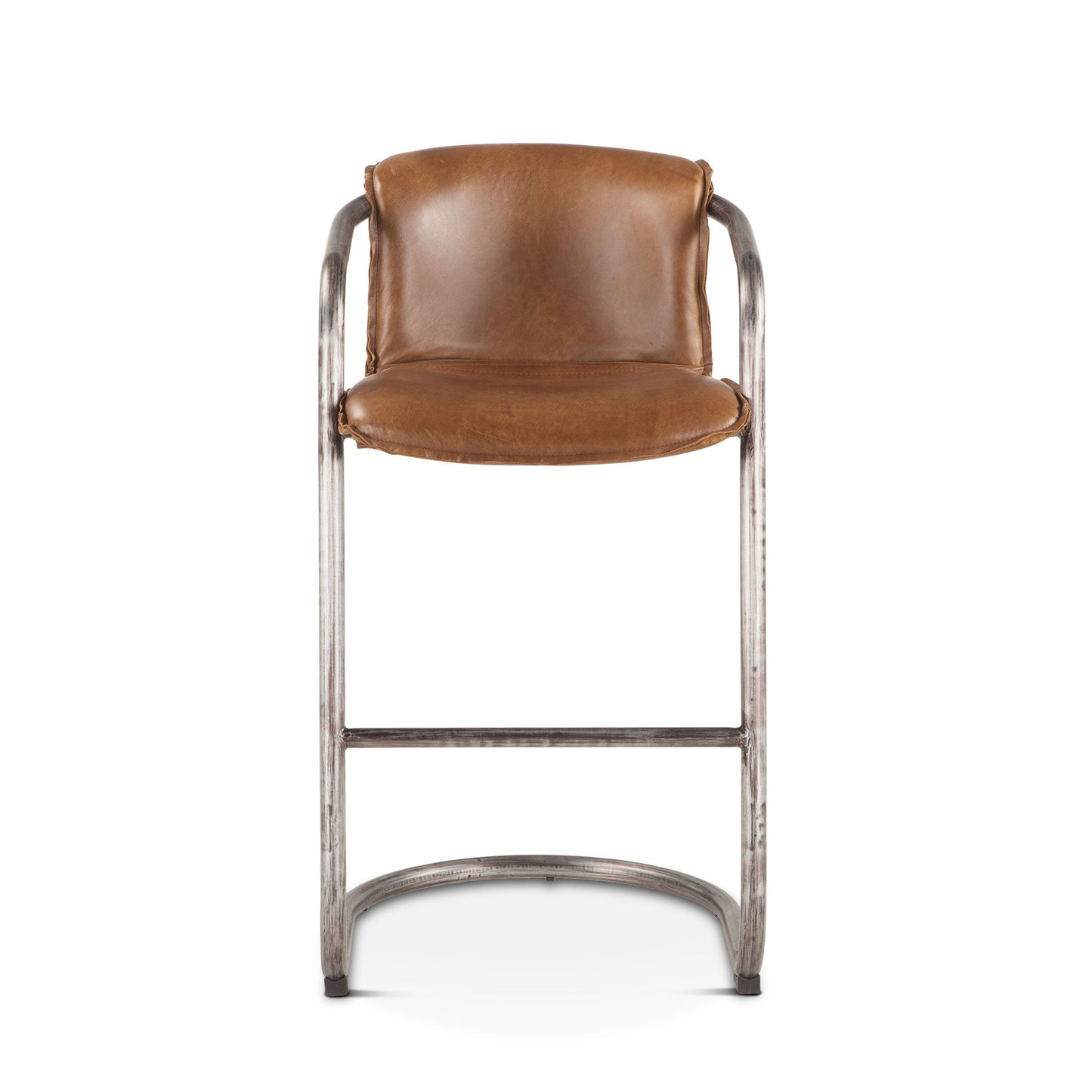 22" Chestnut Leather Bar Chair