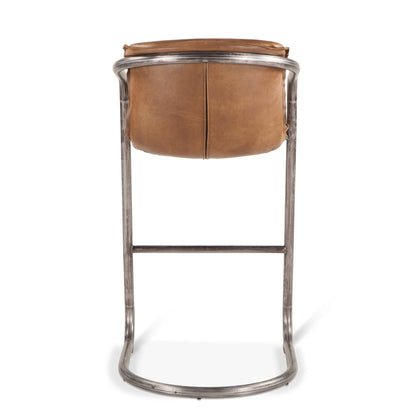 22" Chestnut Leather Bar Chair