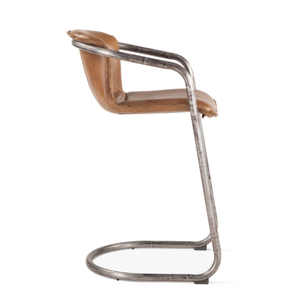 22" Chestnut Leather Bar Chair