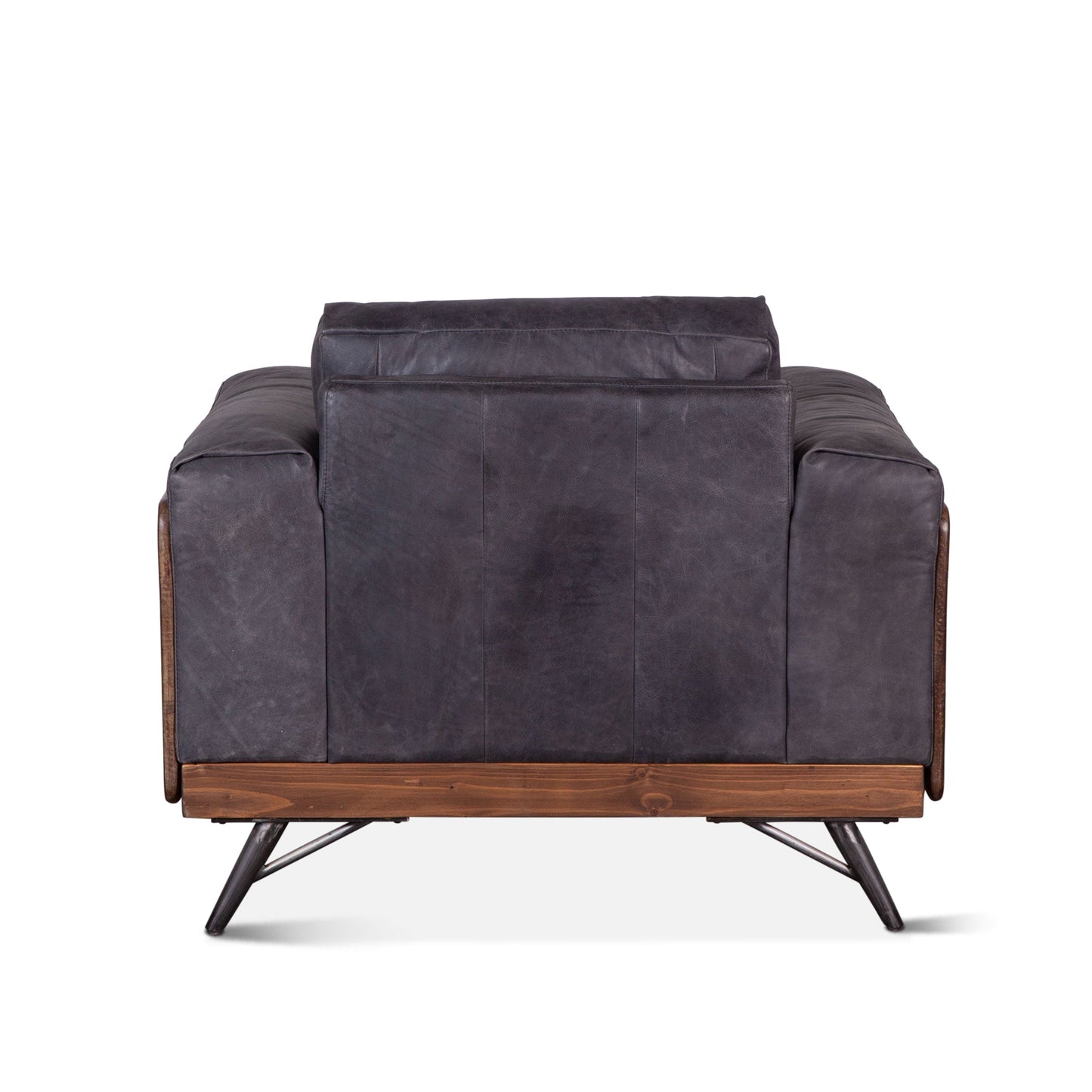 41" Antique Ebony Leather Accent Chair