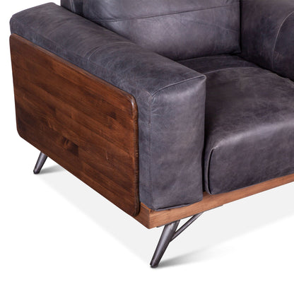 41" Antique Ebony Leather Accent Chair