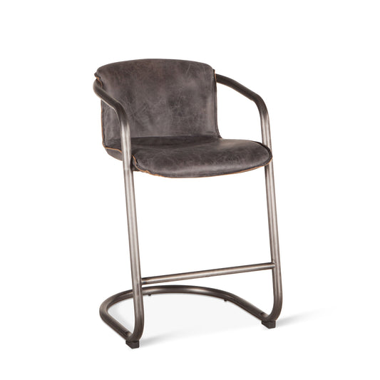 22" Antique Ebony Leather Counter Chair