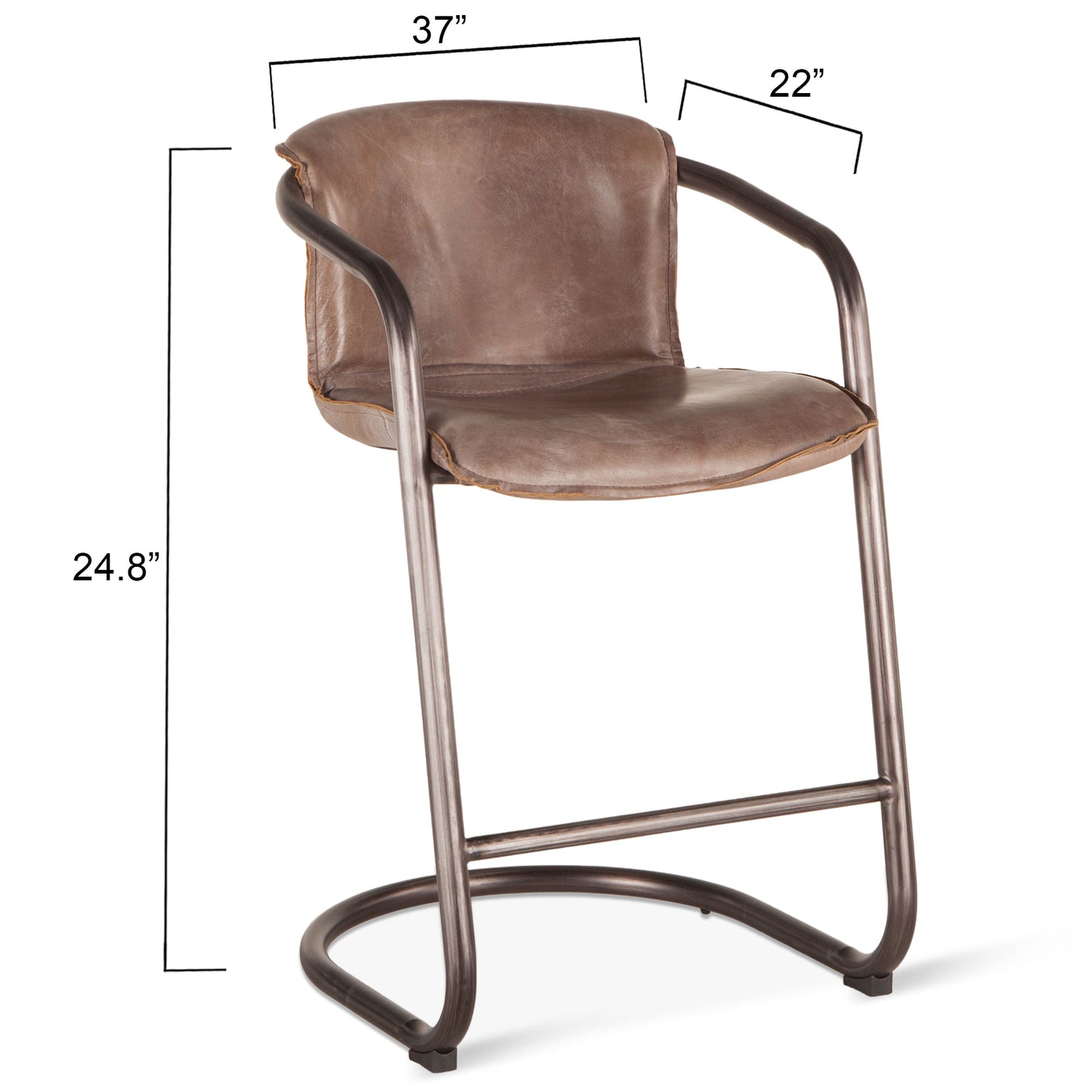 22" Jet Brown Leather Counter Chair