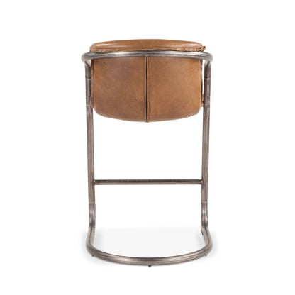 22" Chestnut Leather Counter Chair