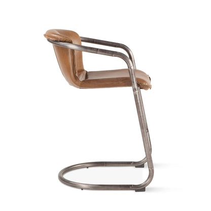 22" Chestnut Leather Counter Chair