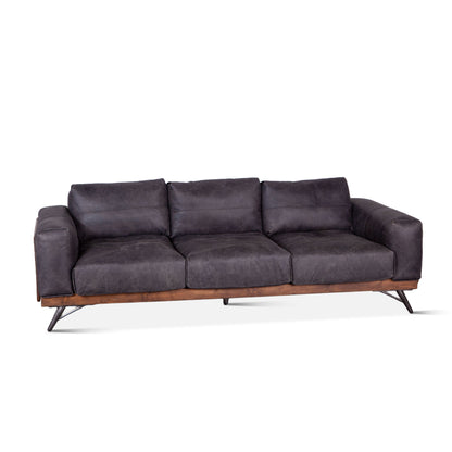 95" Antique Ebony Leather Sofa