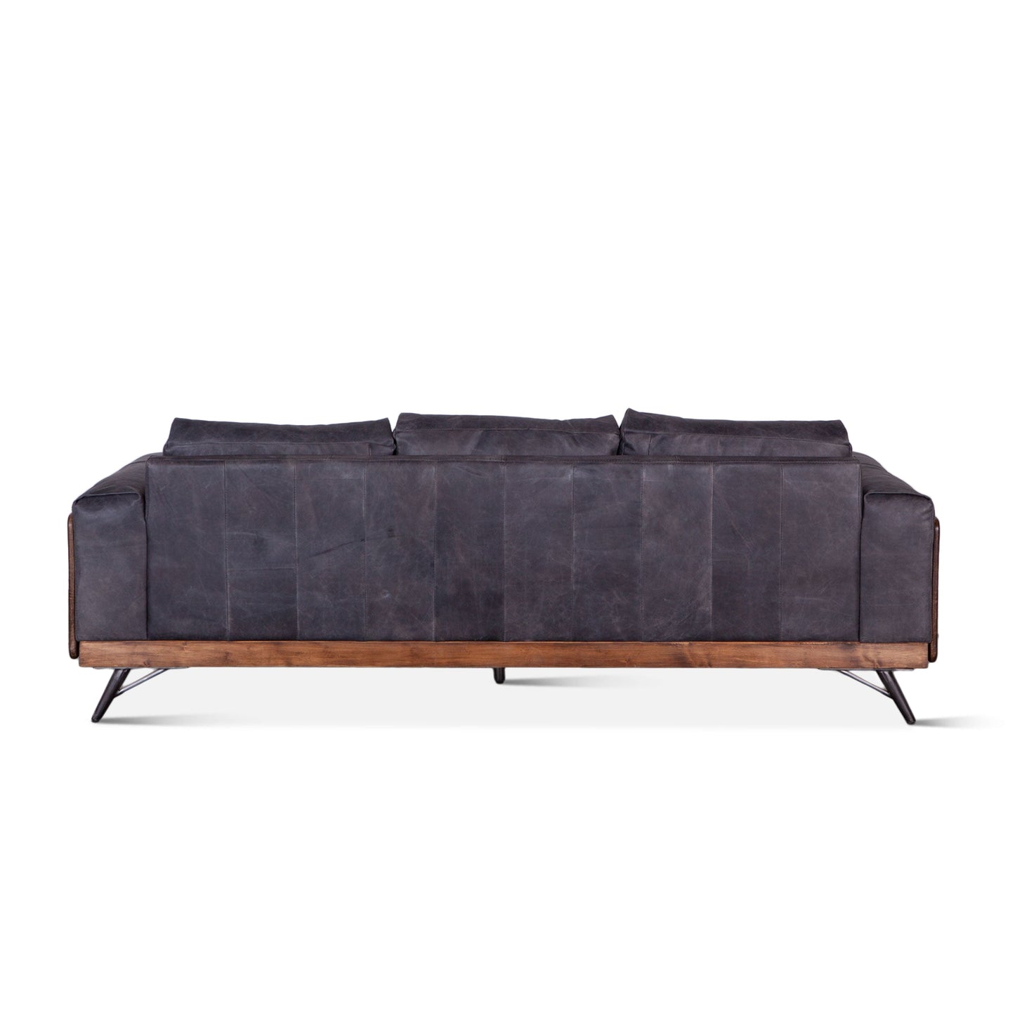 95" Antique Ebony Leather Sofa