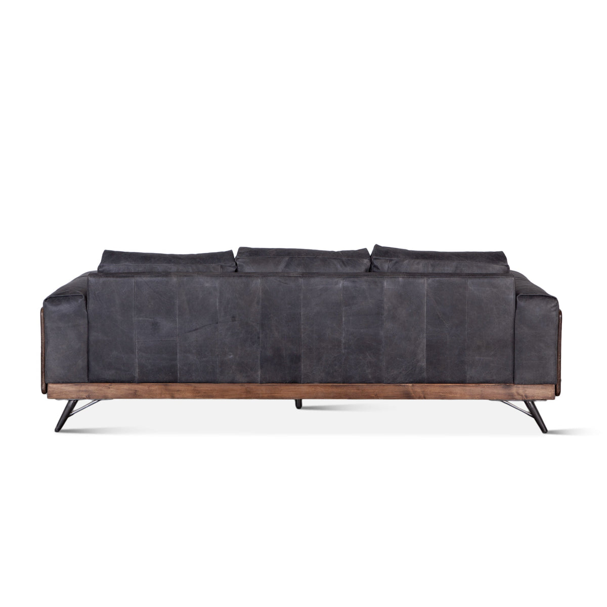 95" Antique Ebony Leather Sofa
