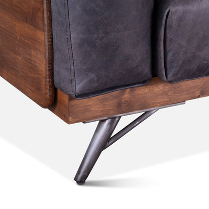 95" Antique Ebony Leather Sofa