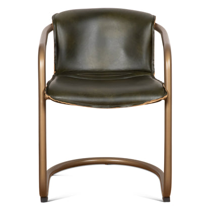 22" Emerald Green Leather Dining Chair