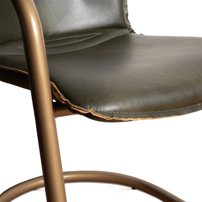 22" Emerald Green Leather Dining Chair