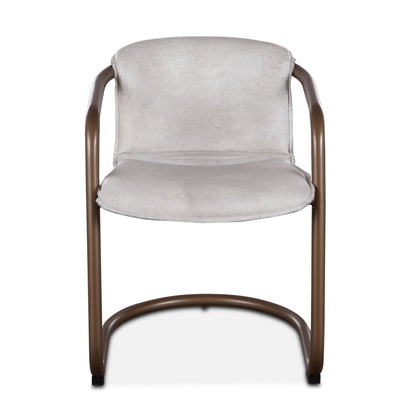 22" Vintage White Leather Dining Chair