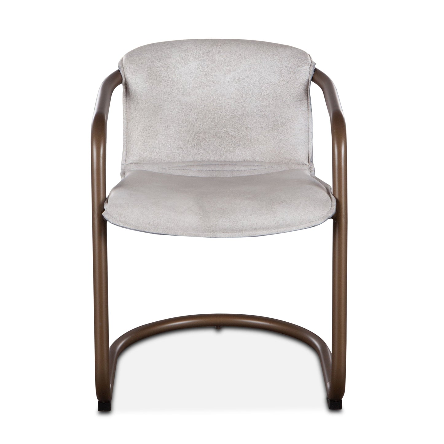 22" Vintage White Leather Dining Chair