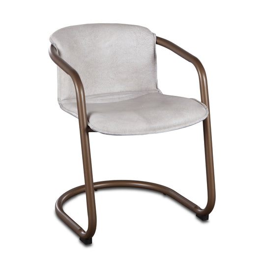 22" Vintage White Leather Dining Chair