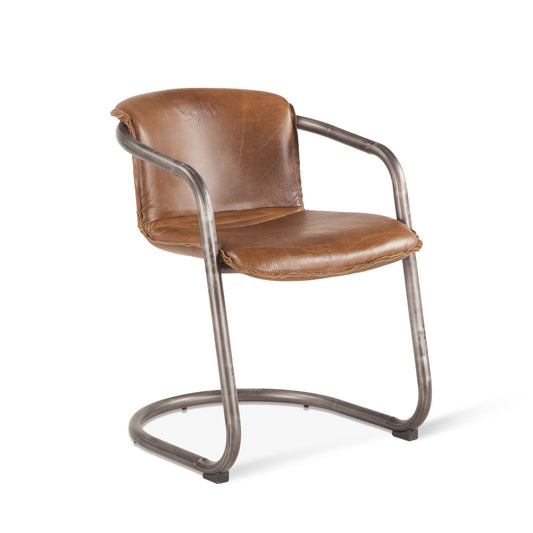 22" Berham Chestnut Leather Dining Chair