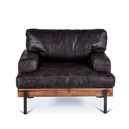 41" Morocco Black Leather Accent Chair