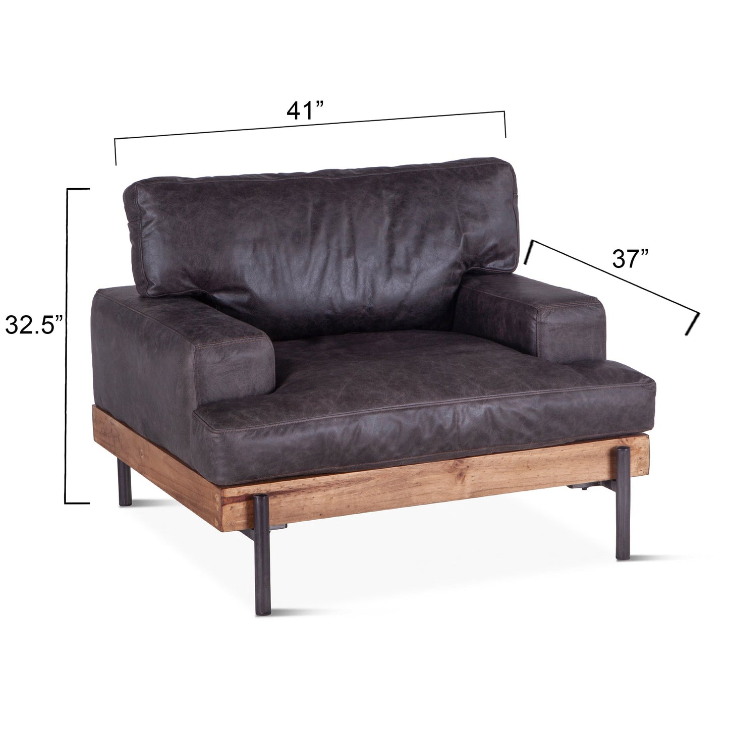 41" Morocco Black Leather Accent Chair