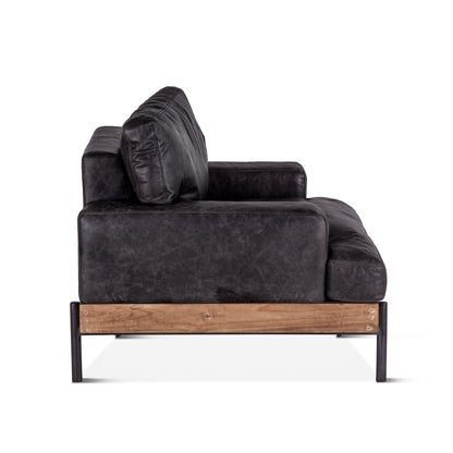 41" Morocco Black Leather Accent Chair