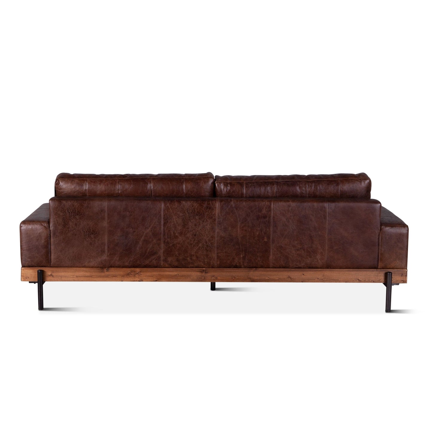 94" Geisha Brown Leather Sofa