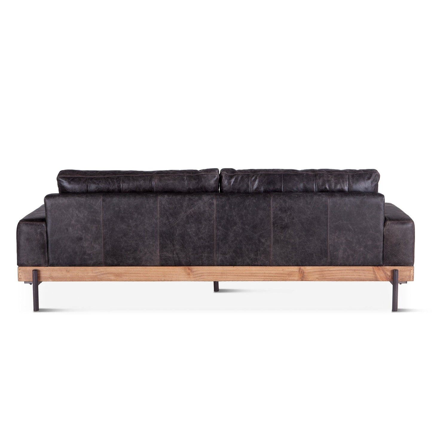94" Morocco Black Leather Sofa