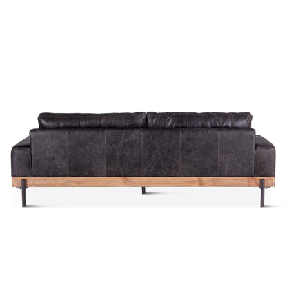 94" Morocco Black Leather Sofa