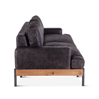 94" Morocco Black Leather Sofa