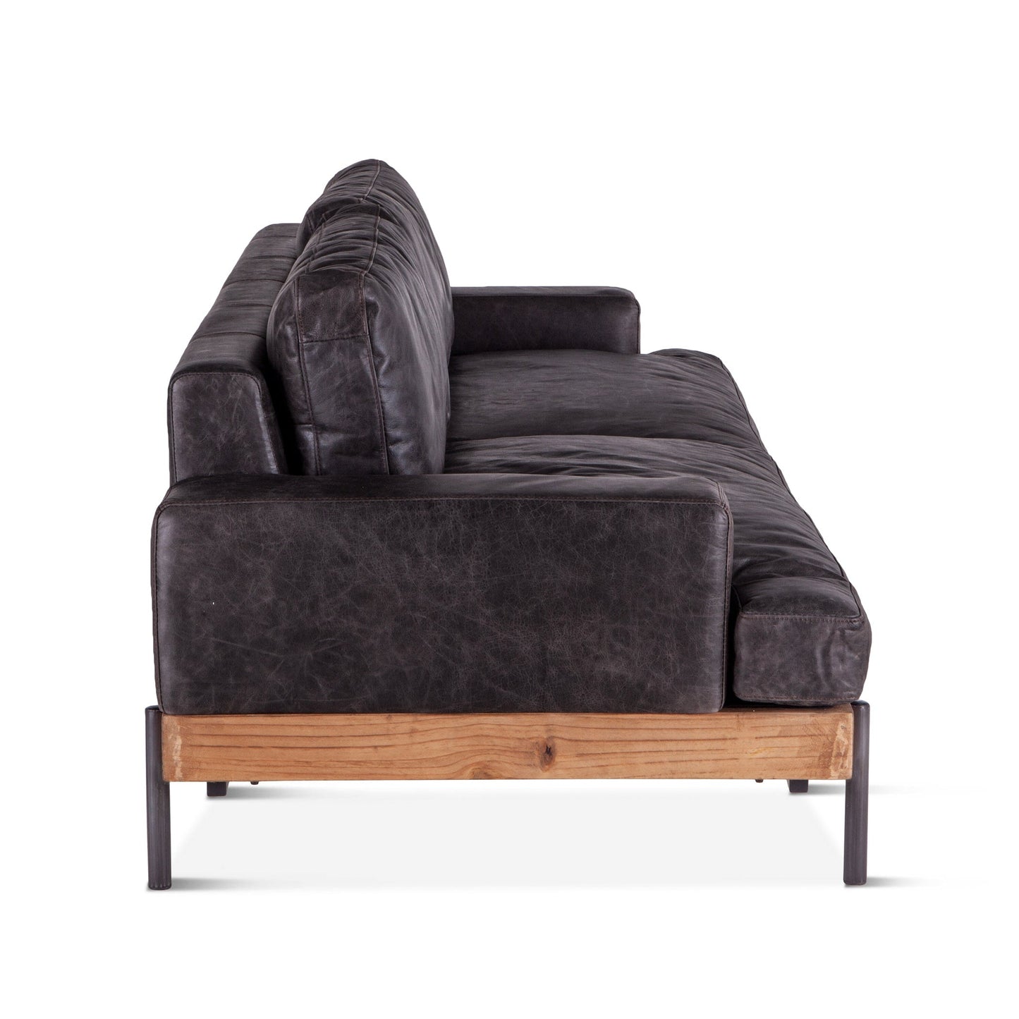 94" Morocco Black Leather Sofa
