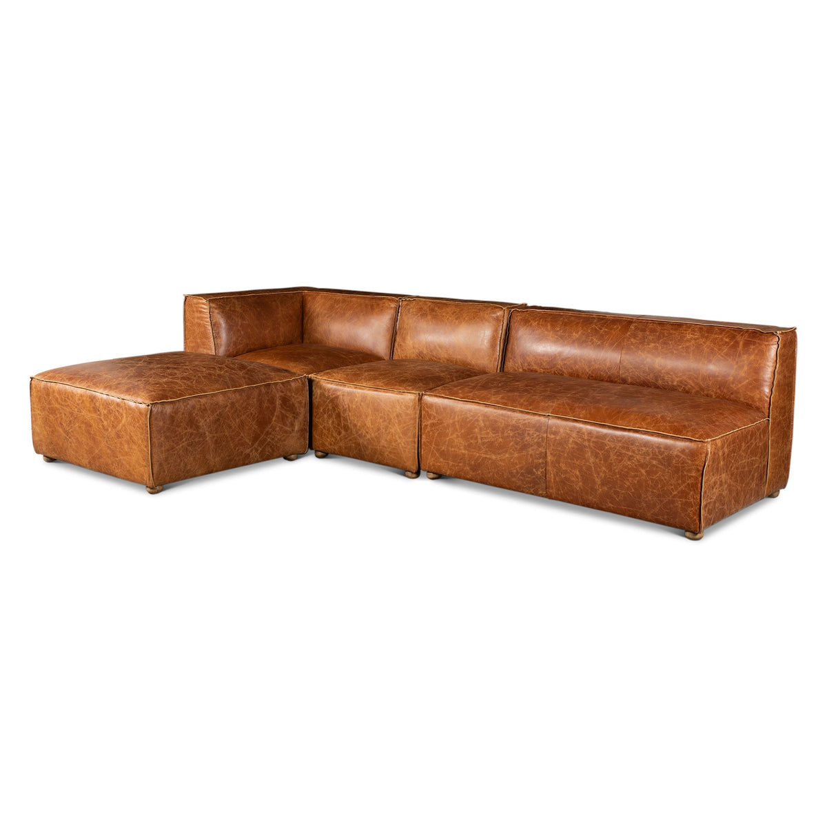 112" Cocoa Brown Leather Sectional Sofa