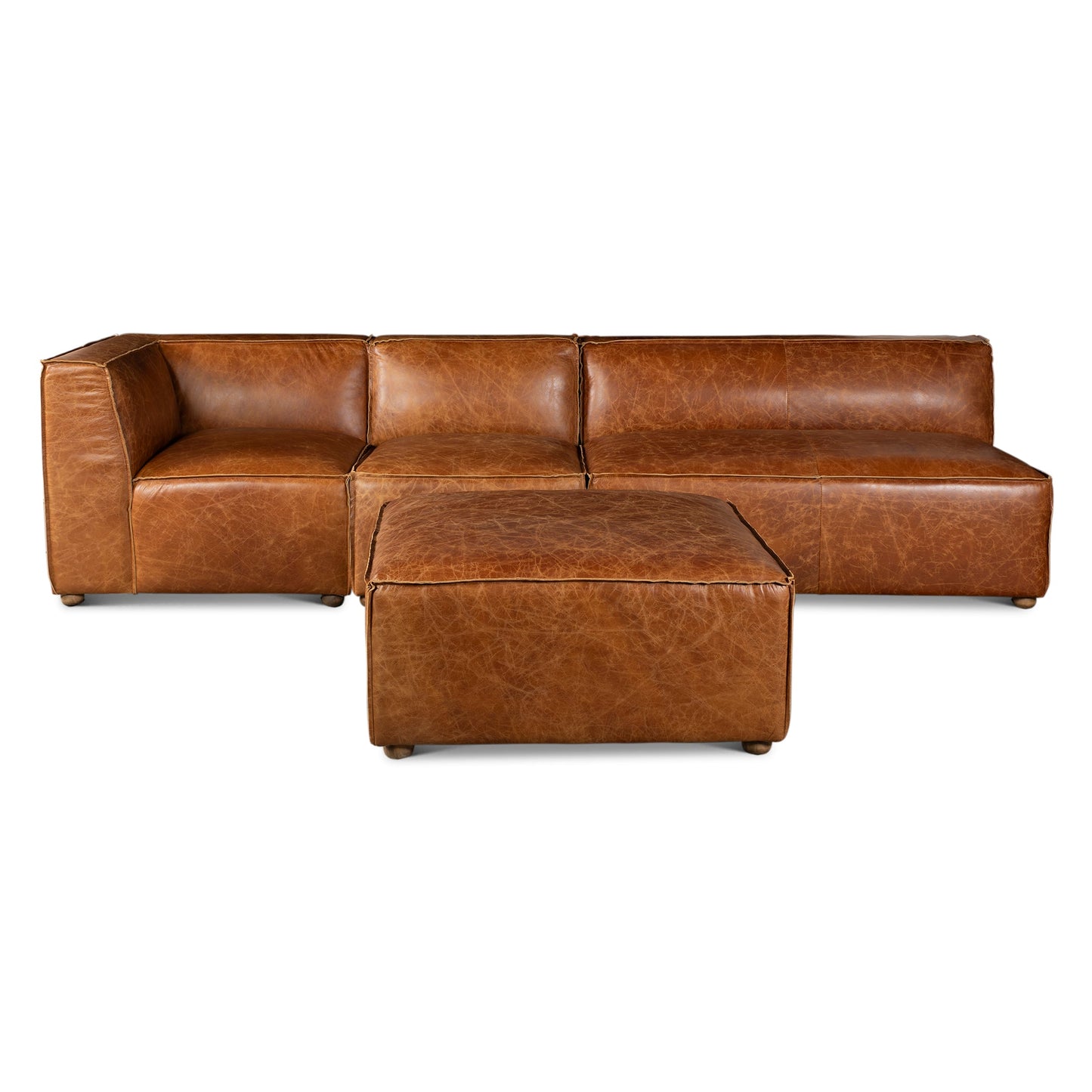 112" Cocoa Brown Leather Sectional Sofa
