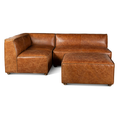 112" Cocoa Brown Leather Sectional Sofa