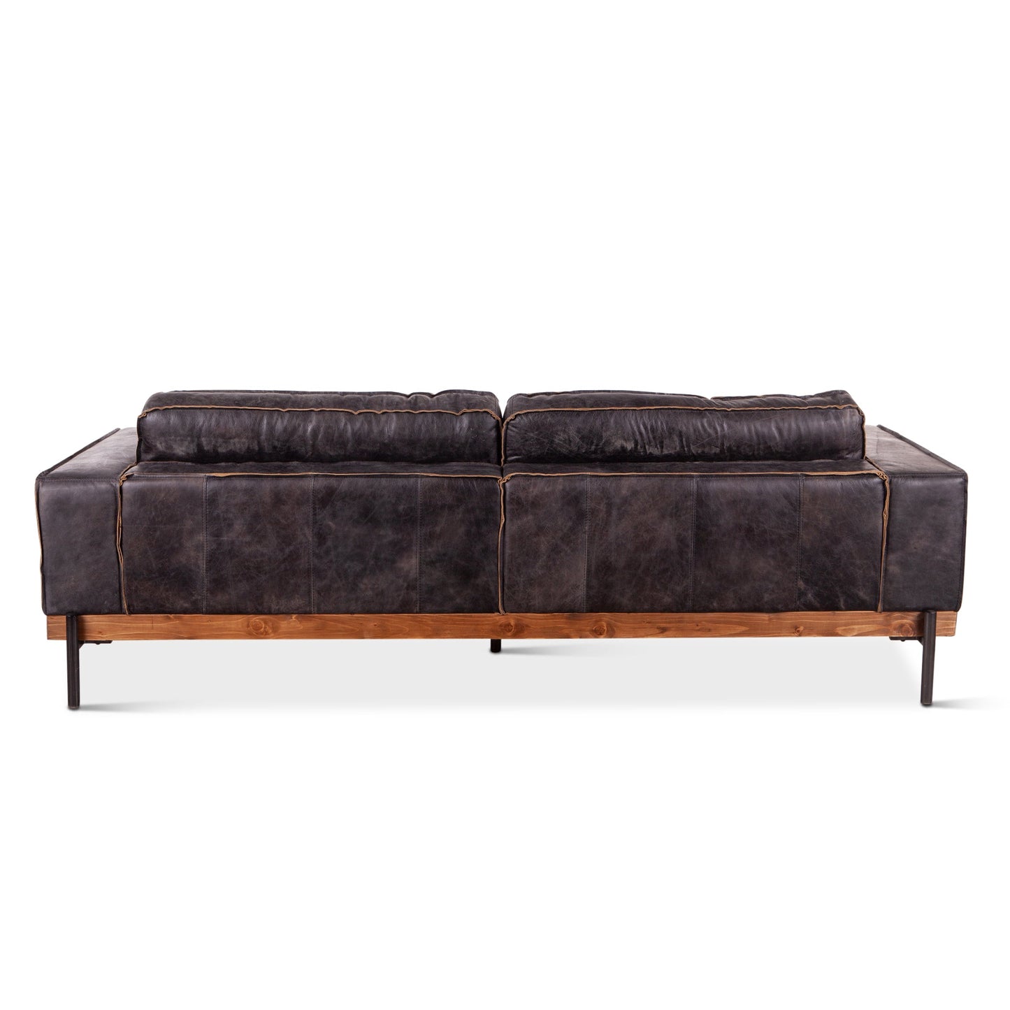 95" Antique Ebony Leather Sofa