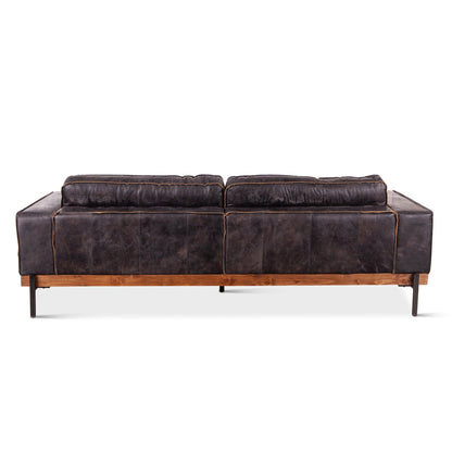 95" Antique Ebony Leather Sofa