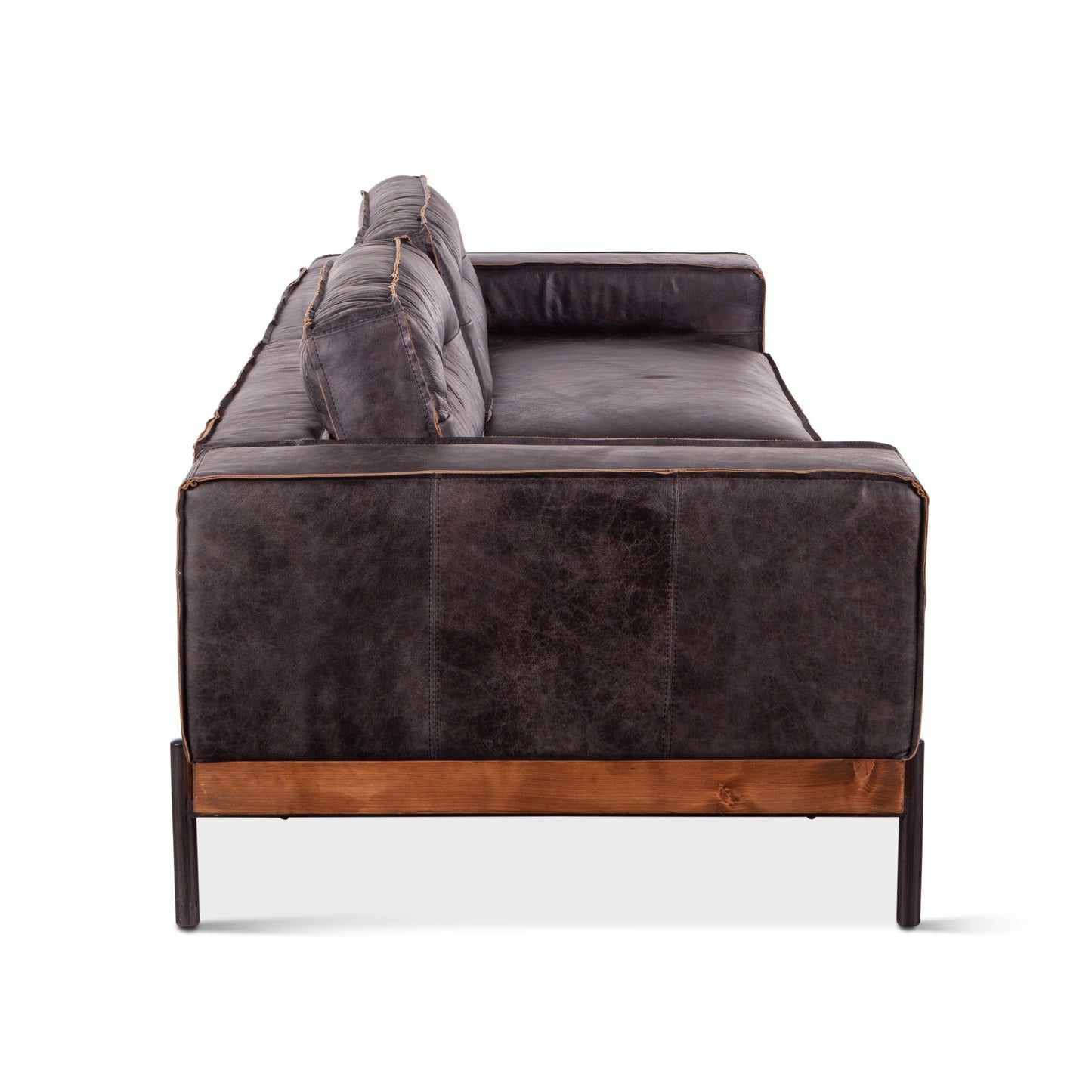 95" Antique Ebony Leather Sofa
