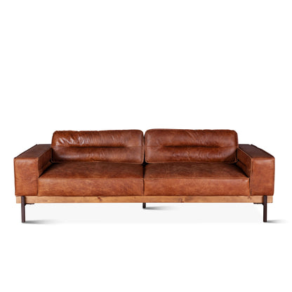 95" Cocoa Brown Leather Sofa