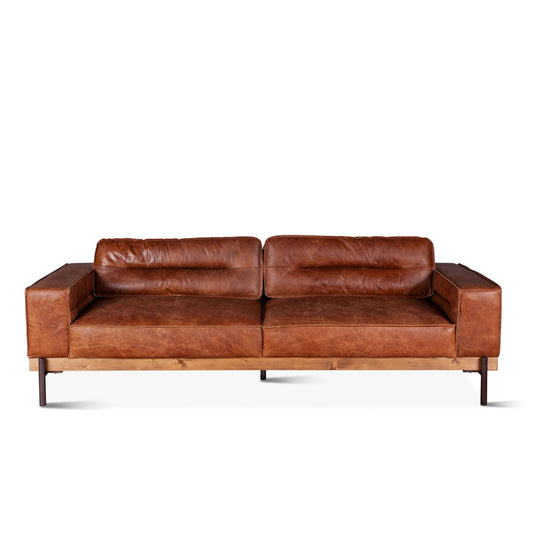 95" Cocoa Brown Leather Sofa