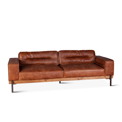 95" Cocoa Brown Leather Sofa