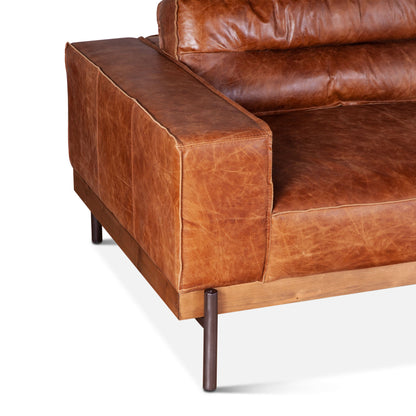 95" Cocoa Brown Leather Sofa
