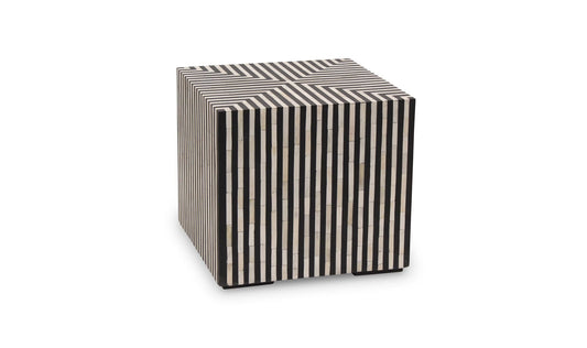 18" Black and White Iron Side Table
