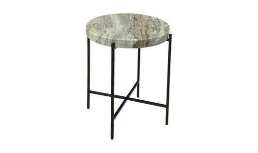 18" Light Brown Marble Side Table