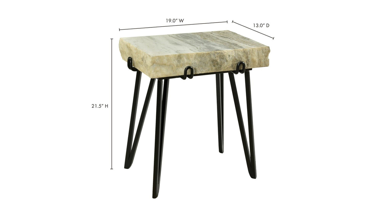 19" Light Brown Marble Side Table