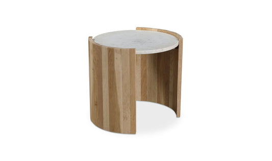 20" White Marble Side Table