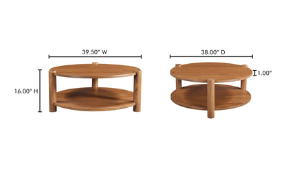 39.5" Vintage Brown Mango Wood Coffee Table