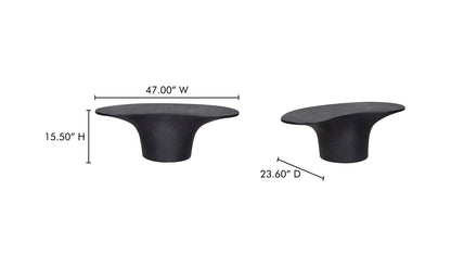 47" Black Concrete Outdoor Coffee Table