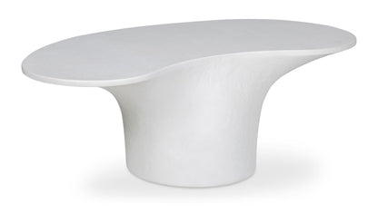 47" White Concrete Outdoor Coffee Table
