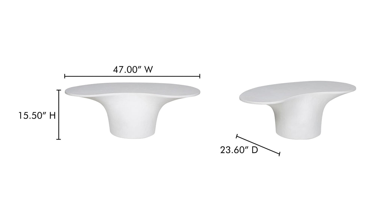 47" White Concrete Outdoor Coffee Table